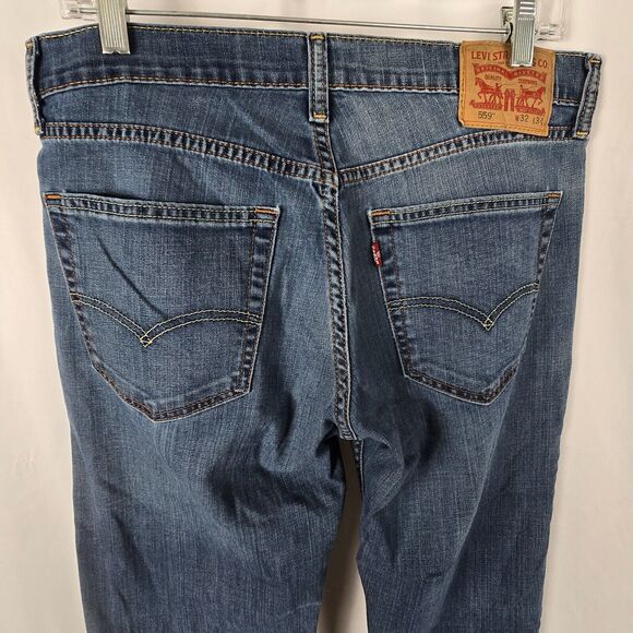 Levi's 559 Jeans Men's 34 x 31 (tag 32 x 34) Blue Dark Wash Relaxed Straight - Picture 4 of 16